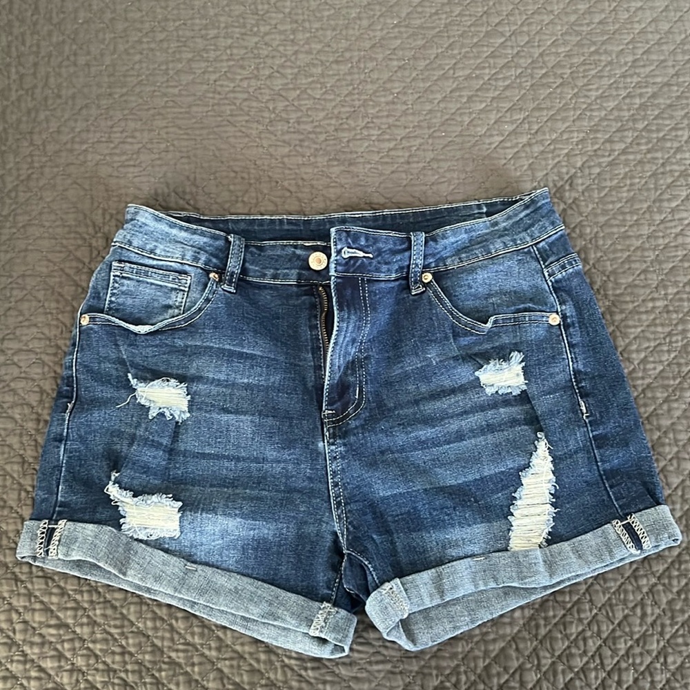 Women's Distressed Jean Shorts - Size L